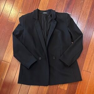 Express Black Double-Button Tailored Blazer
